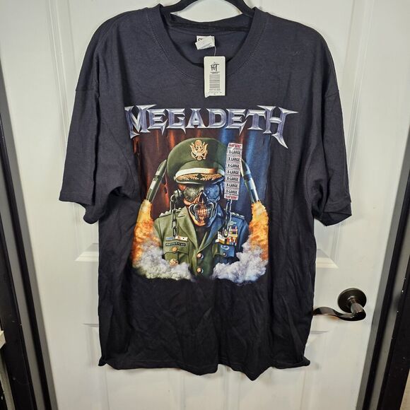 Y2K Vintage Megadeth Vic Rattlehead General Shirt Metal Band Tee Mens XL NWT - Picture 2 of 7